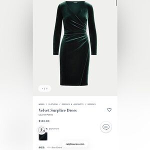 Velvet Surplice Dress - Green